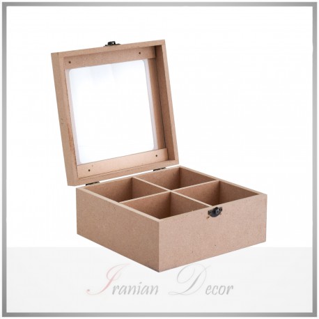 جعبه پذیرایی چوبی خام مربع 4 دهانه