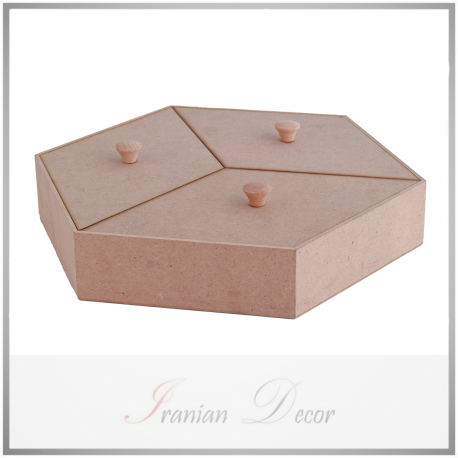 جعبه پذیرایی چوبی خام شش ضلعی بزرگ