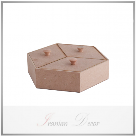 جعبه پذیرایی چوبی خام شش ضلعی کوچک